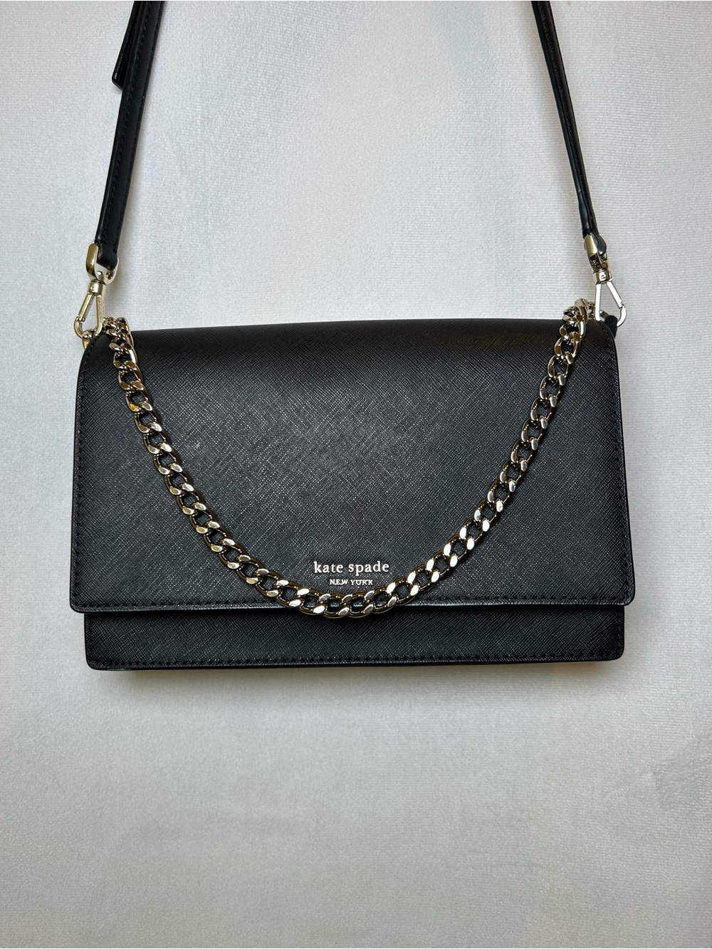 Kate Spade Cameron Black Saffiano Leather Convertible Crossbody Bag